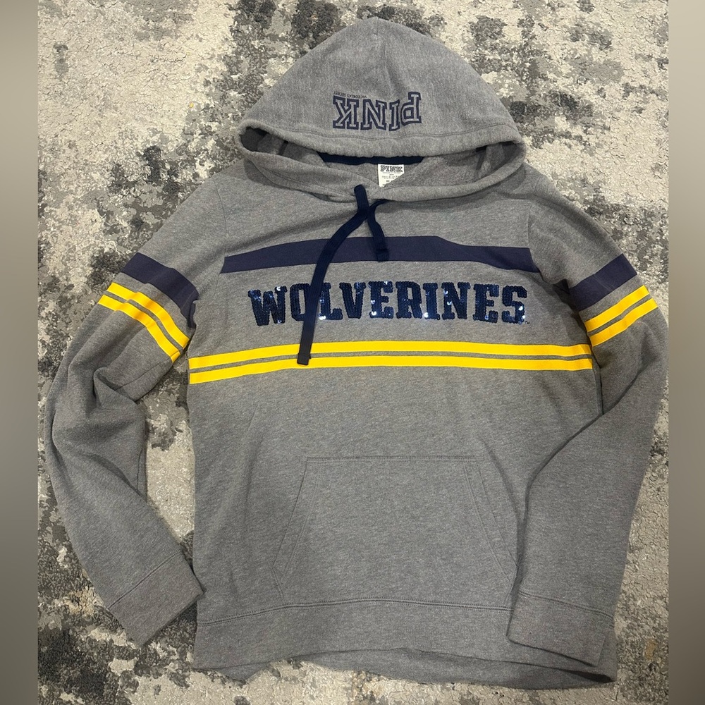 Gray Wolverines Hoodie by PINK Victoria's Secret XS vintage